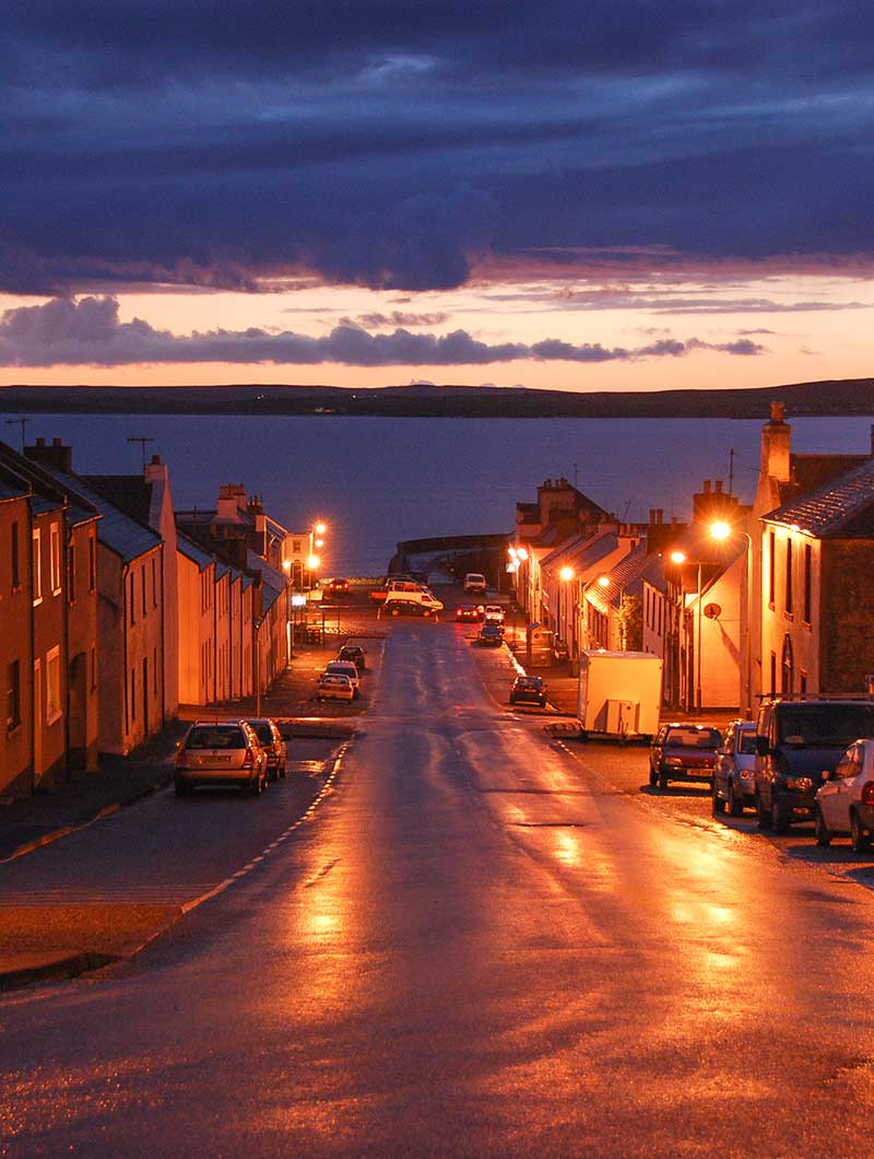 bowmore-sunset-after-the-rain Bowmore Main Street Sunset